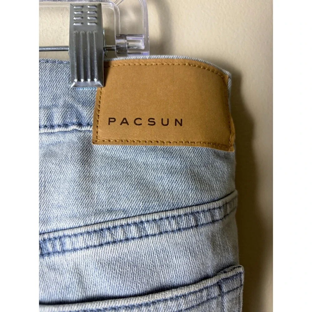 Pacsun Jeans Mens 32x32 Blue Stacked Skinny Premium Stretch Distressed